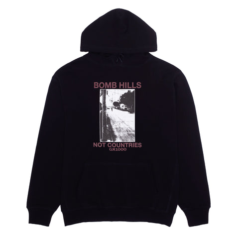 Bomb Hills Not Countries Hoodie [Black W/ Burgundy Font]