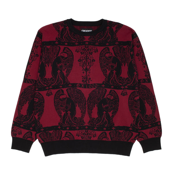 Jacquard Knit Angel Sweater [Black / Maroon]