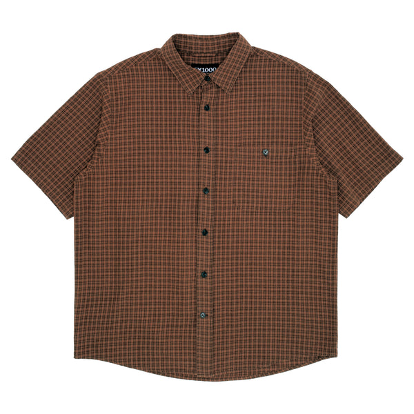 Short Sleeve Button Down  [Brown Plaid]
