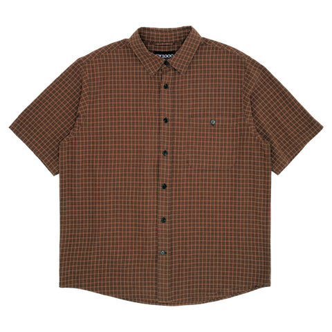 Short Sleeve Button Down  [Brown Plaid]
