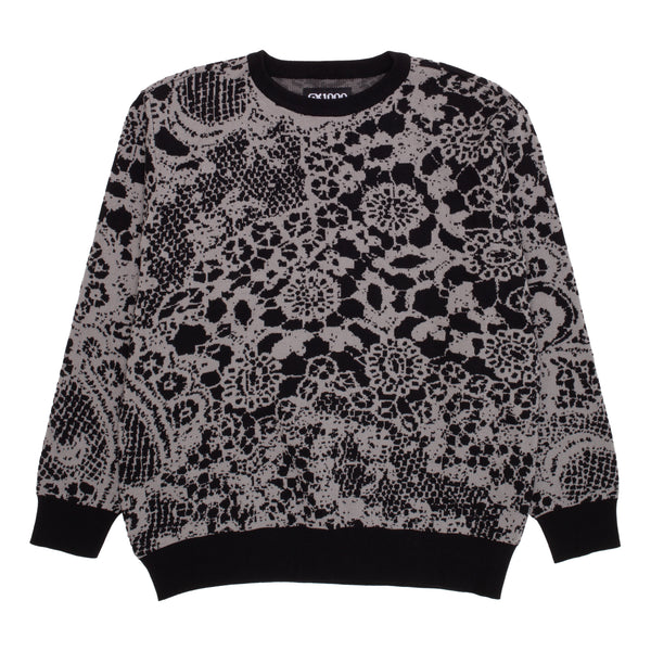 Jacquard Knit Sweater Laced  [Grey and Black]