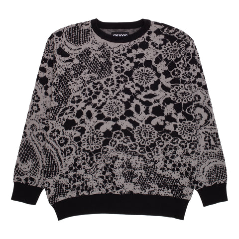 Jacquard Knit Sweater Laced  [Grey and Black]