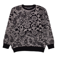 Jacquard Knit Sweater Laced  [Grey and Black]