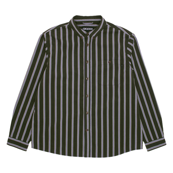 Long Sleeve Button Down  [Olive Striped]